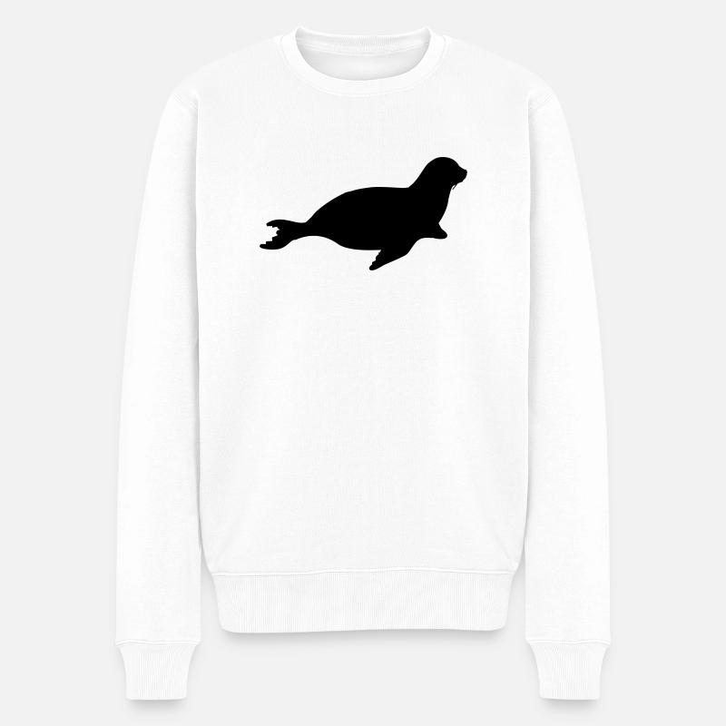 seal animal - Männer Premium Bio Pullover - Weiß