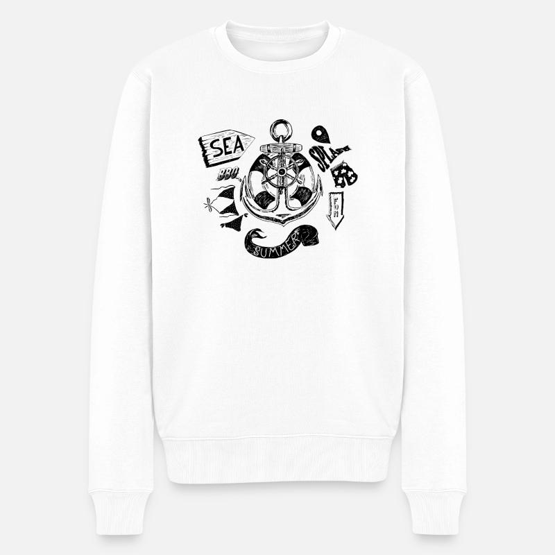 Summer and Sea - Männer Premium Bio Pullover - Weiß