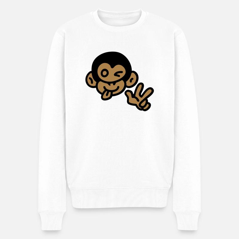 Affe cool - Männer Premium Bio Pullover - Weiß
