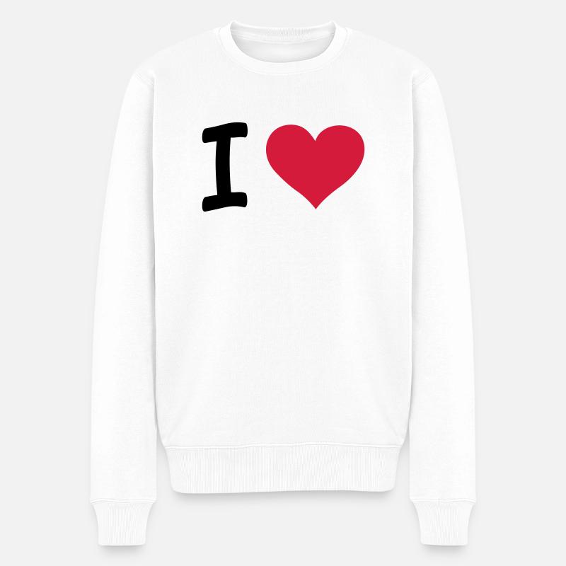 i love / I heart - Pull Premium bio Homme - blanc