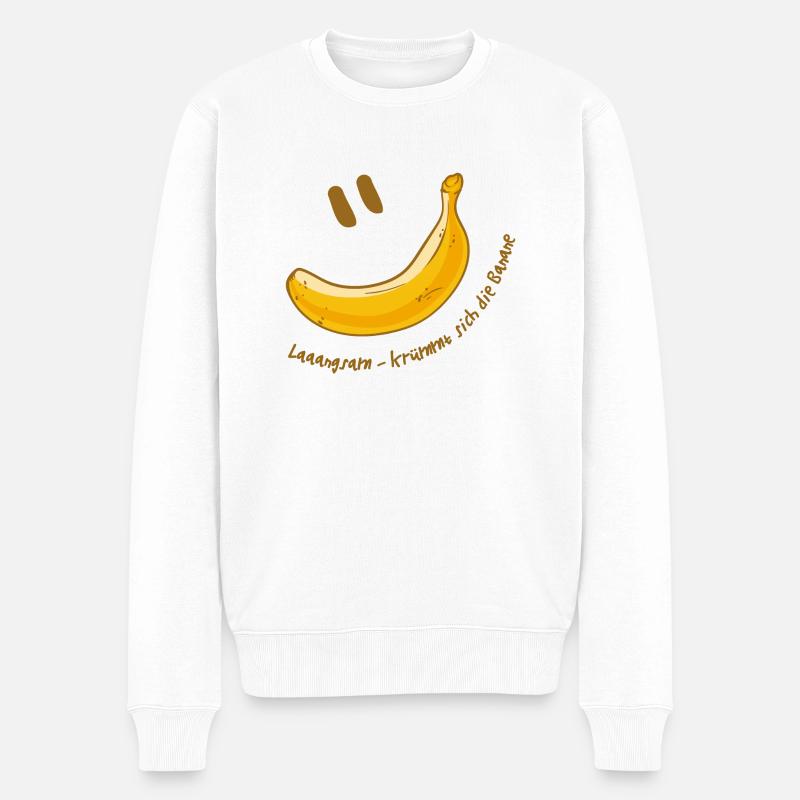 Langsam krümmt sich die Banane - Männer Premium Bio Pullover - Weiß