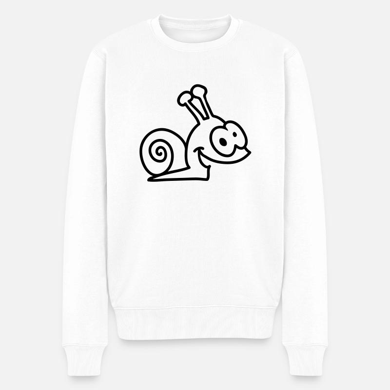 lustige Schnecke - line - Männer Premium Bio Pullover - Weiß