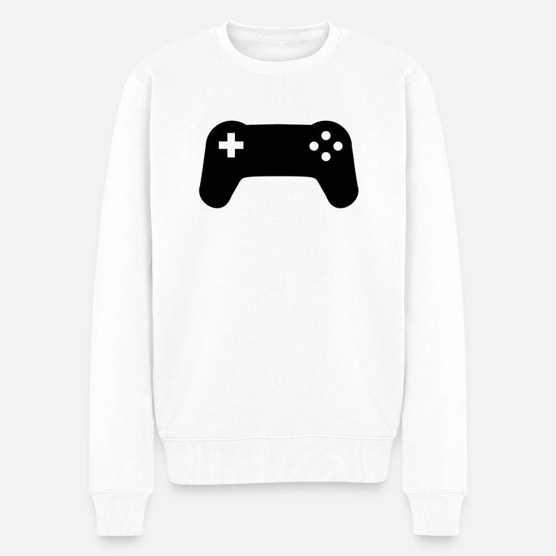 Controller console gamer player - Men's Premium Organic Jumper - white