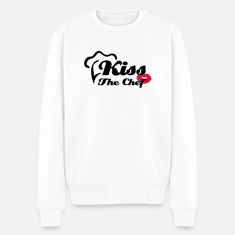 Kiss The Chef - Männer Premium Bio Pullover - Weiß