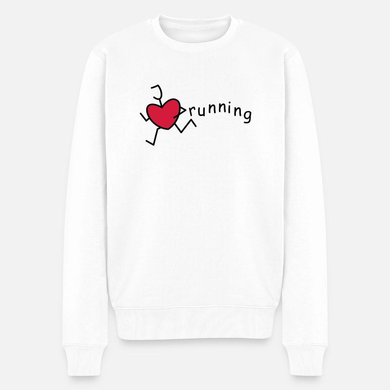 Lustiges Strichmännchen -I love running - Männer Premium Bio Pullover - Weiß