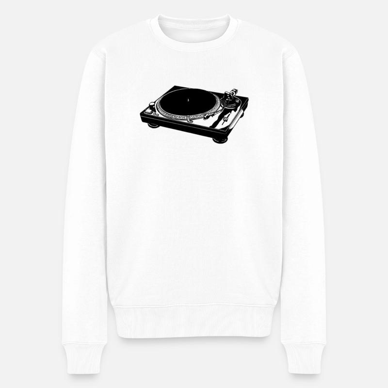 Plattenspieler - Männer Premium Bio Pullover - Weiß