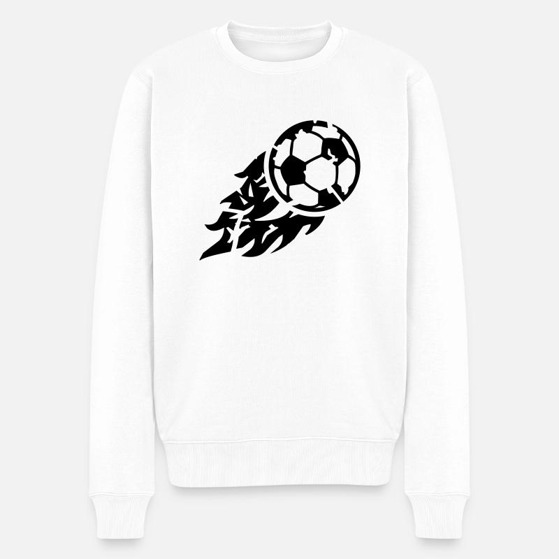 fire_soccer_ball_bx1 - Männer Premium Bio Pullover - Weiß