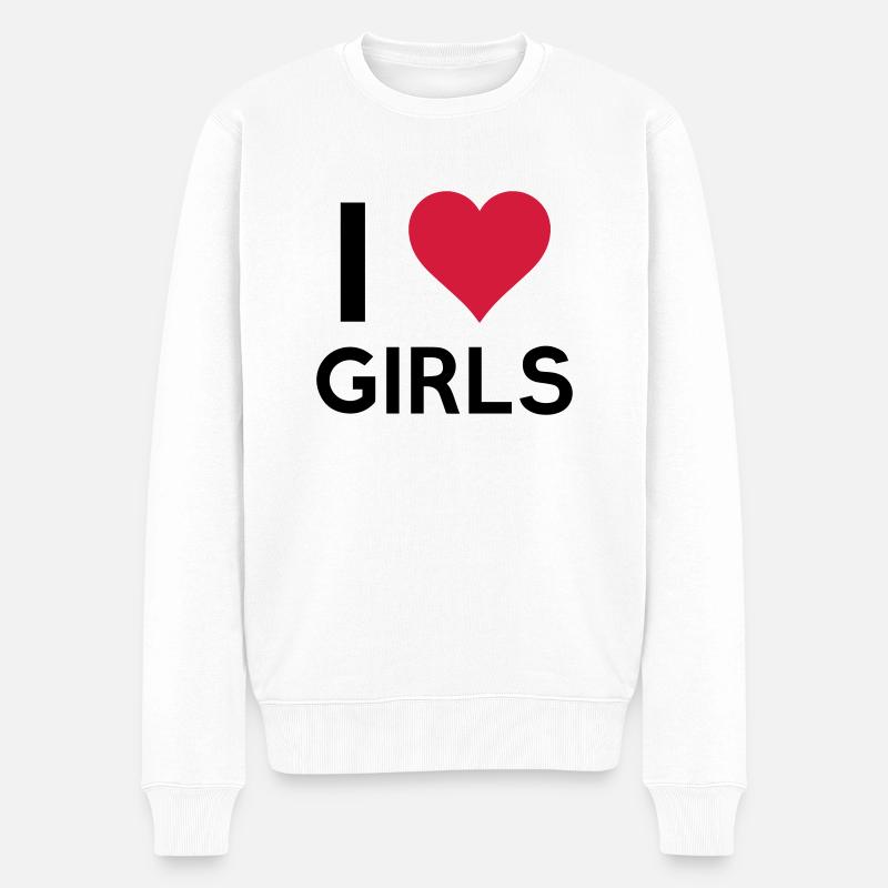 i_love_girls - Männer Premium Bio Pullover - Weiß
