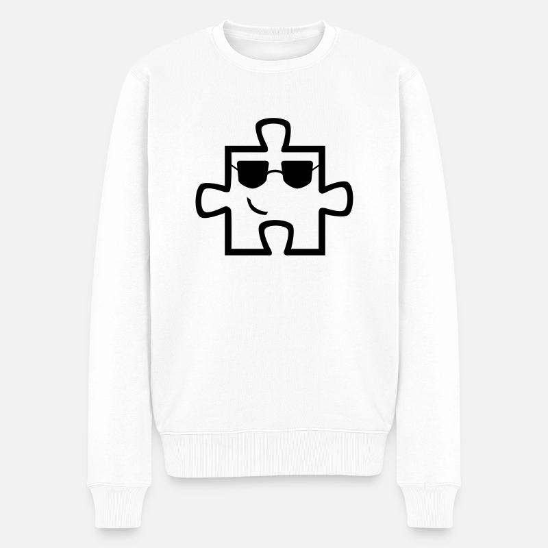 coolpuzzle - Männer Premium Bio Pullover - Weiß