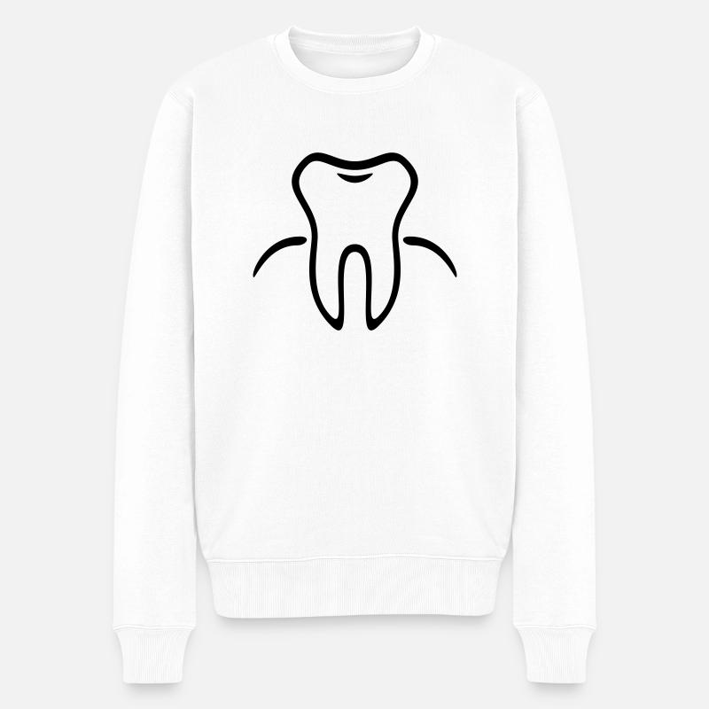 Zahn mit Zahnfleisch (Zahnarzt) - Männer Premium Bio Pullover - Weiß
