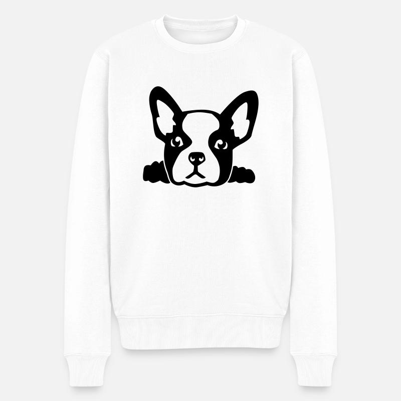 Bulldogge - Männer Premium Bio Pullover - Weiß