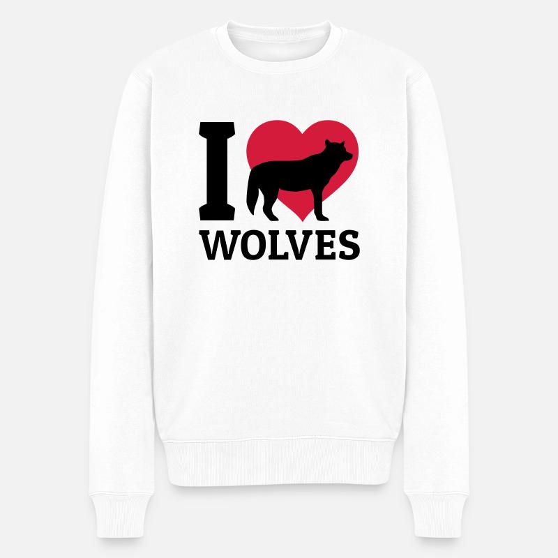 I love wolves - Pull Premium bio Homme - blanc