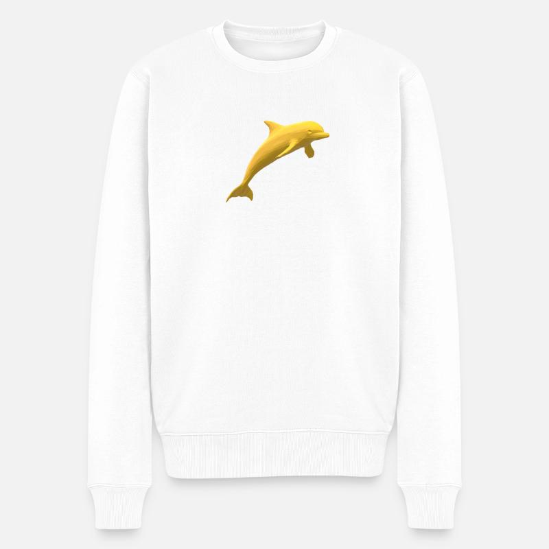 Delphin Gold - Männer Premium Bio Pullover - Weiß