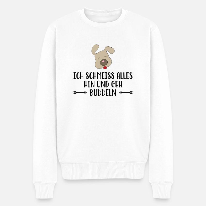 Hund - Männer Premium Bio Pullover - Weiß