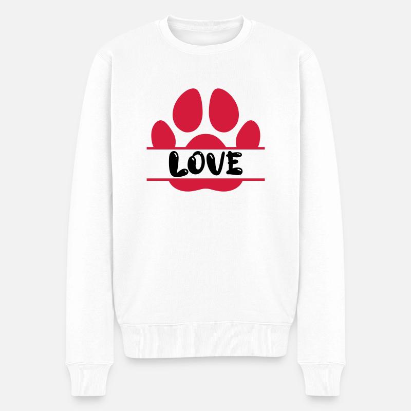 Hunde Pfoten Abdruck Liebe Vector Design - Männer Premium Bio Pullover - Weiß