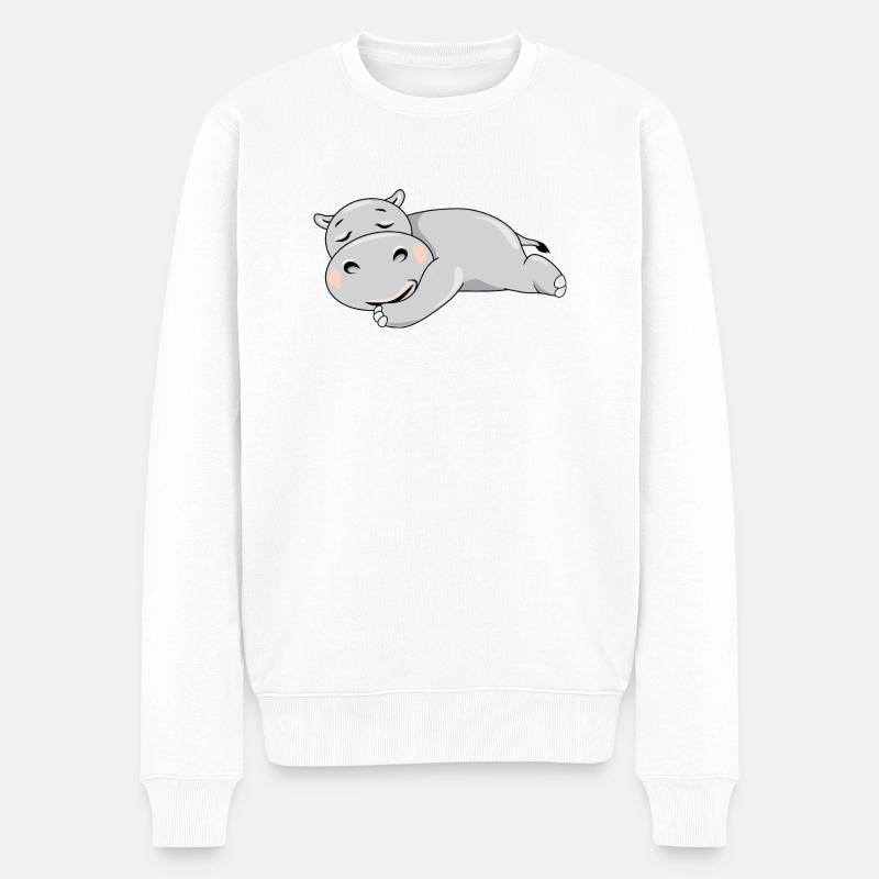 Hippopotame de sommeil mignon - Pull Premium bio Homme - blanc