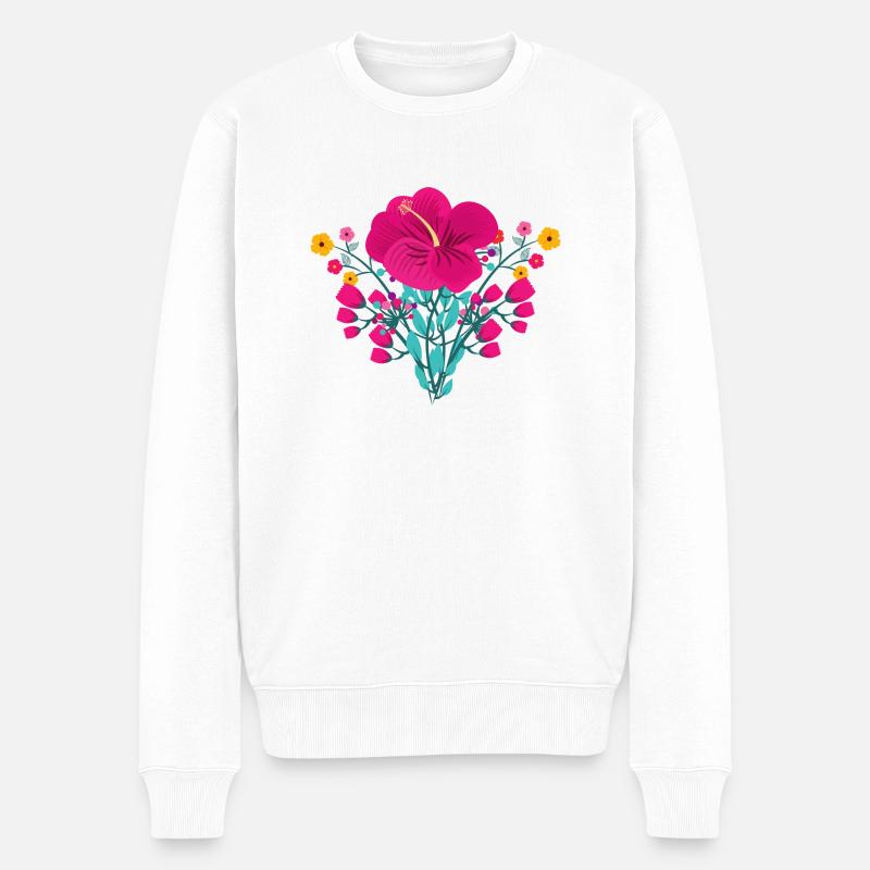 Blumen - Männer Premium Bio Pullover - Weiß