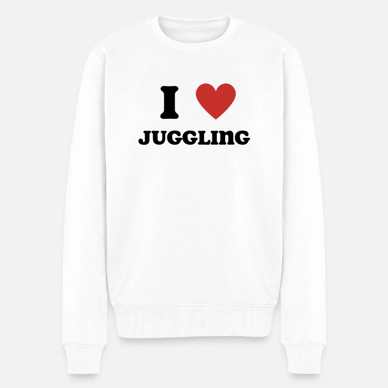 Ich liebe Jonglieren - Männer Premium Bio Pullover - Weiß