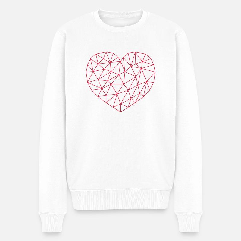 Gitter Herz Muster - Männer Premium Bio Pullover - Weiß