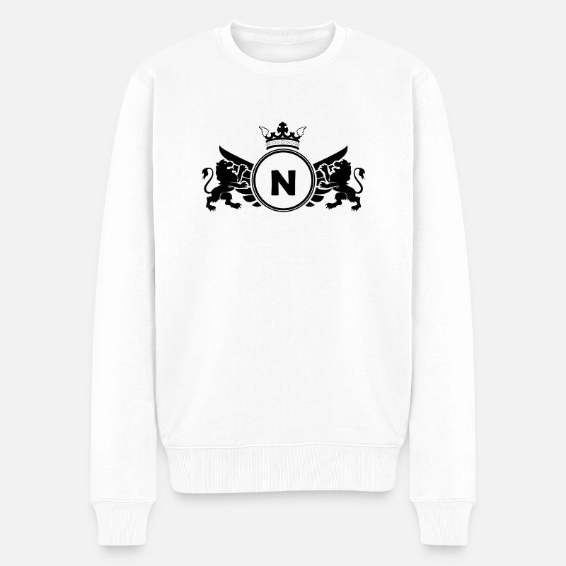 Buchstabe N Wappen - Männer Premium Bio Pullover - Weiß
