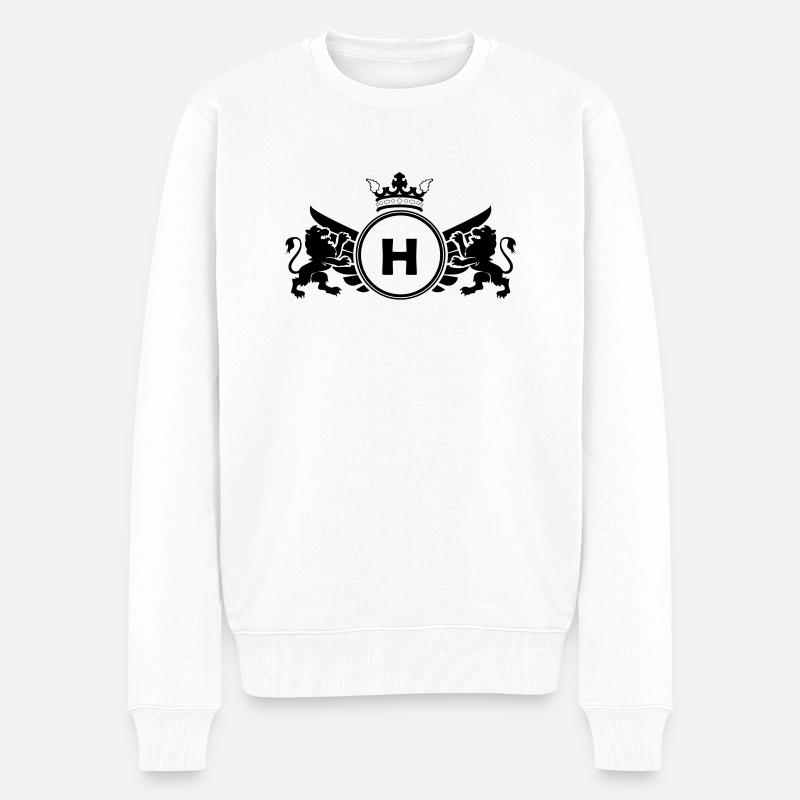 Buchstabe H Wappen - Männer Premium Bio Pullover - Weiß