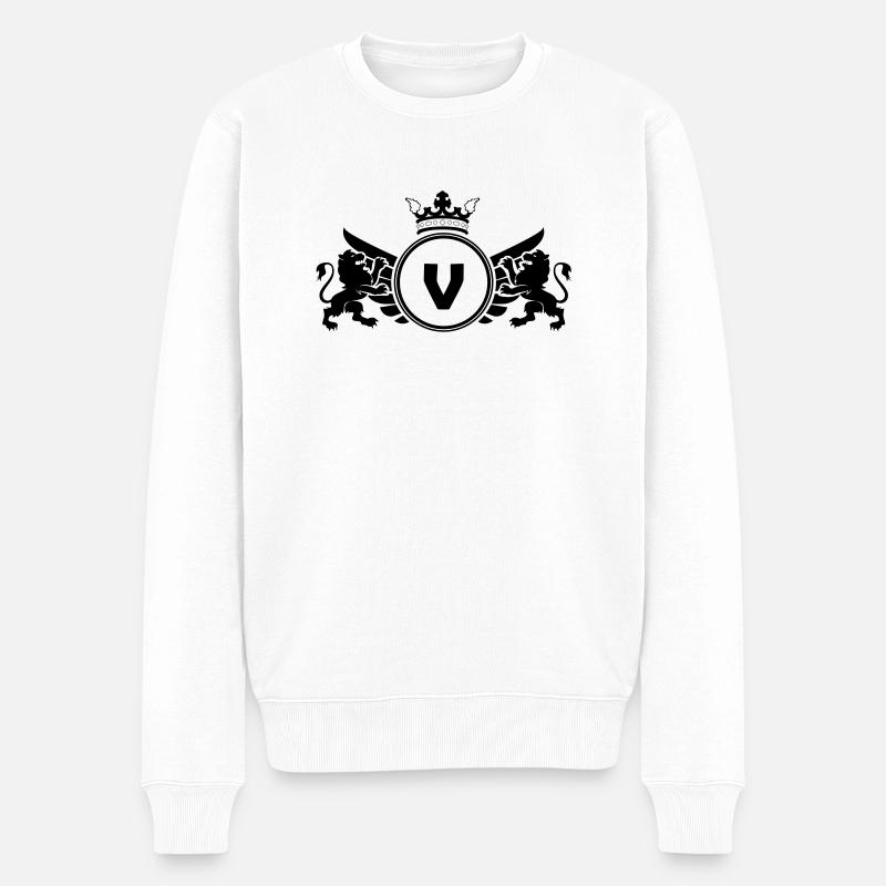 Buchstabe V Wappen - Männer Premium Bio Pullover - Weiß