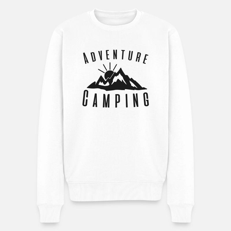 adventure camping - camping life - Pull Premium bio Homme - blanc