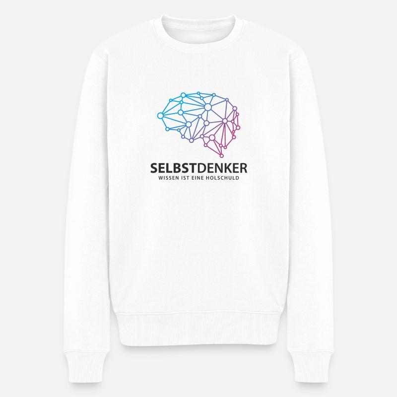SELBSTDENKER - WISSEN IST EINE HOLSCHULD - Männer Premium Bio Pullover - Weiß