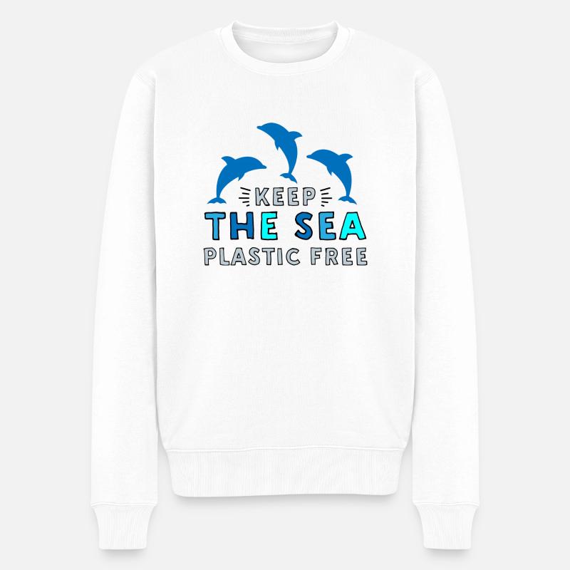 Umweltverschmutzung im Meer - Männer Premium Bio Pullover - Weiß
