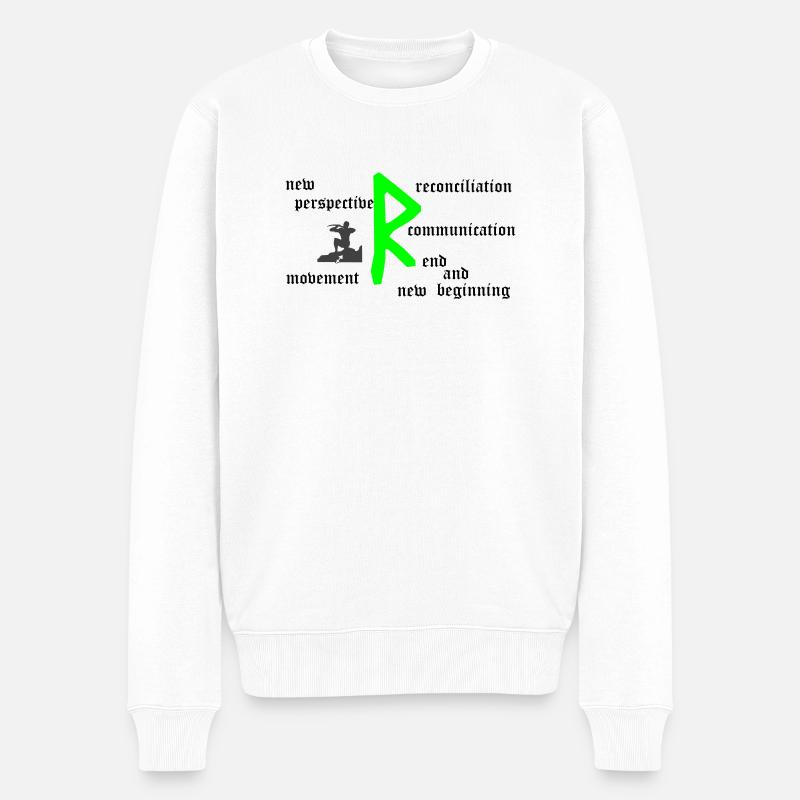Runa "Raidho" (engl.) - Männer Premium Bio Pullover - Weiß