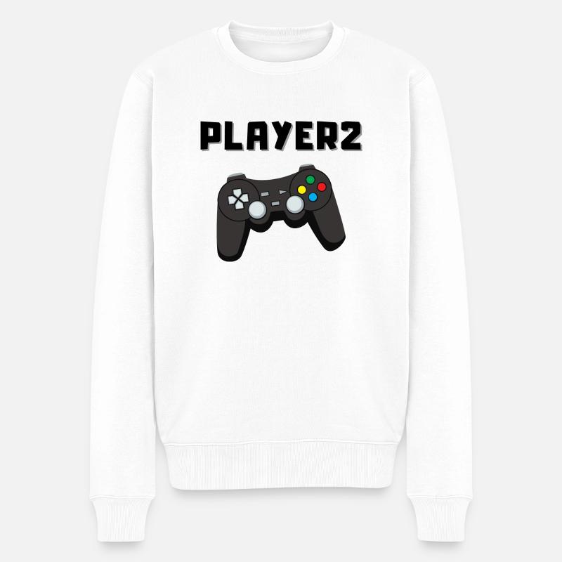 PLAYER 2, Familien Set, Tshirt Set Vater und Sohn - Männer Premium Bio Pullover - Weiß