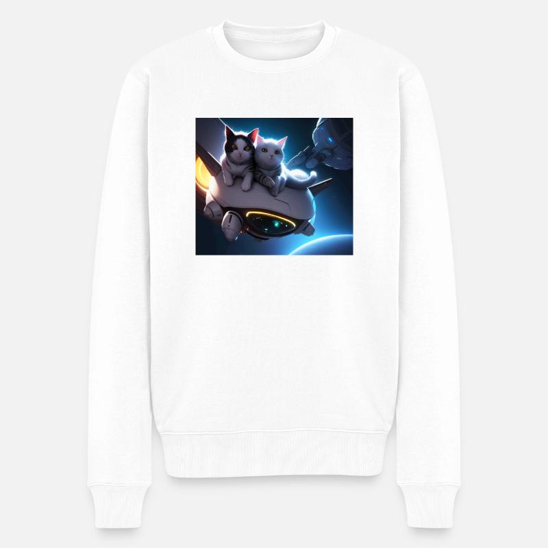 Les chats dans l’espace - Pull Premium bio Homme - blanc