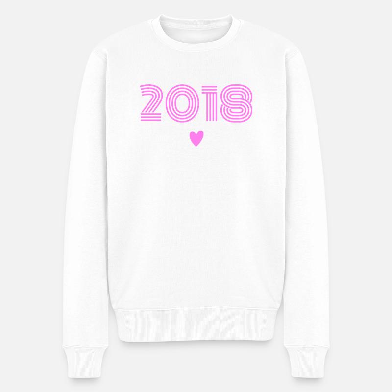 Jahrgang 2018 Mädchen - Männer Premium Bio Pullover - Weiß