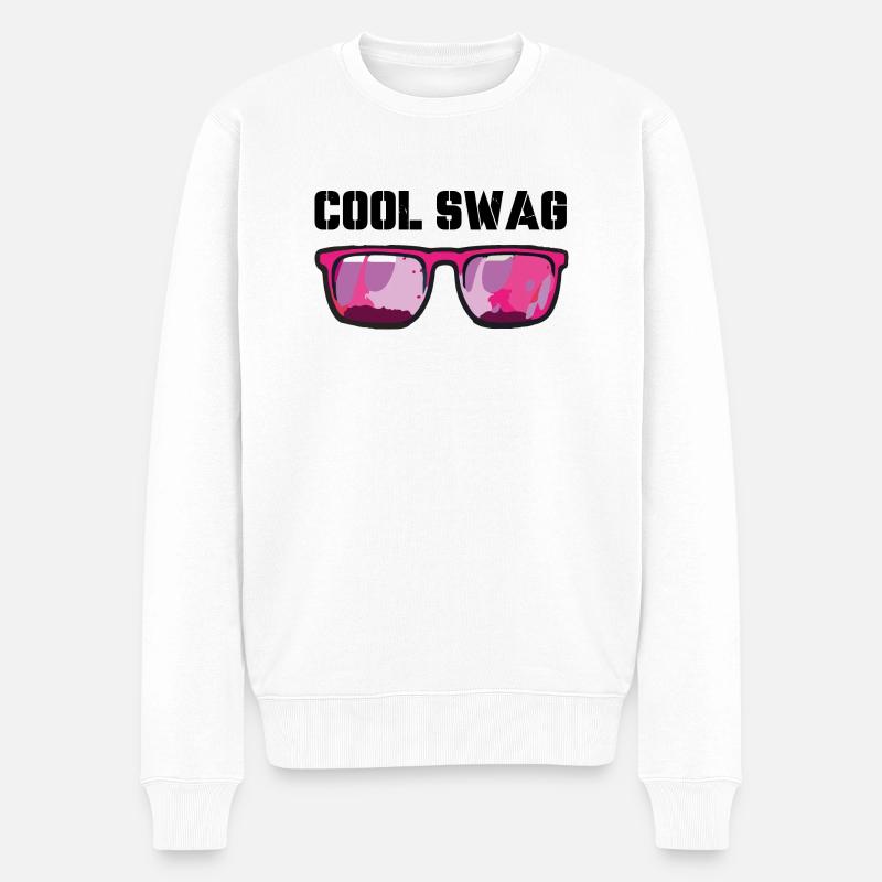 sonnenbrille pinup cool - Männer Premium Bio Pullover - Weiß