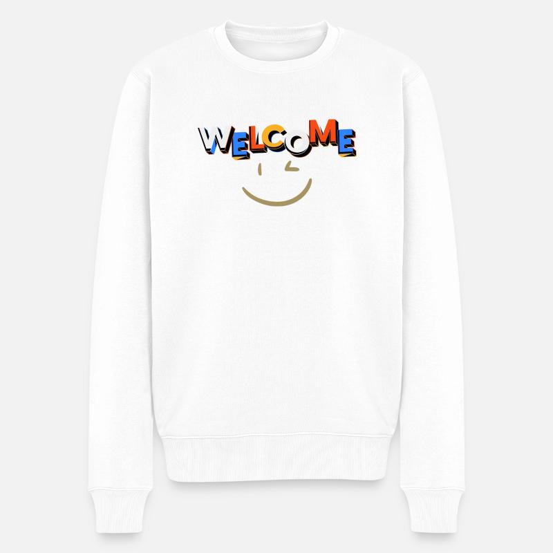 BienvenueWear, vêtements designe - Pull Premium bio Homme - blanc