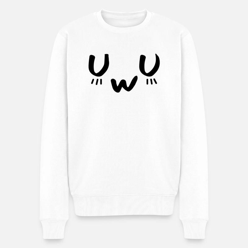 UwU - Männer Premium Bio Pullover - Weiß