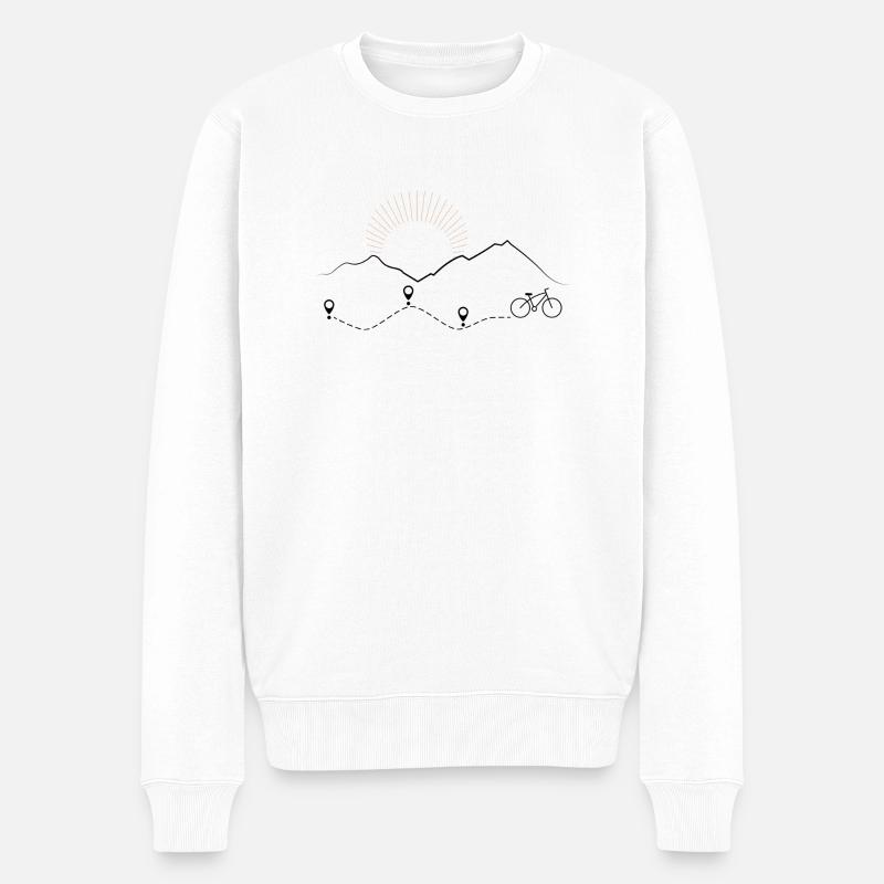 Fahrrad und Berge Minimalistisch - Männer Premium Bio Pullover - Weiß