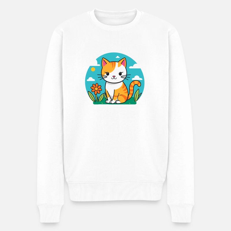 süßes Kätzchen - Männer Premium Bio Pullover - Weiß
