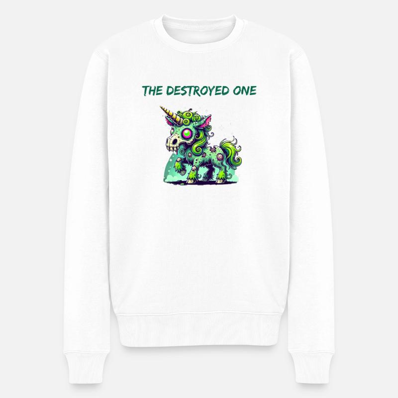 Zombie Einhorn - Männer Premium Bio Pullover - Weiß