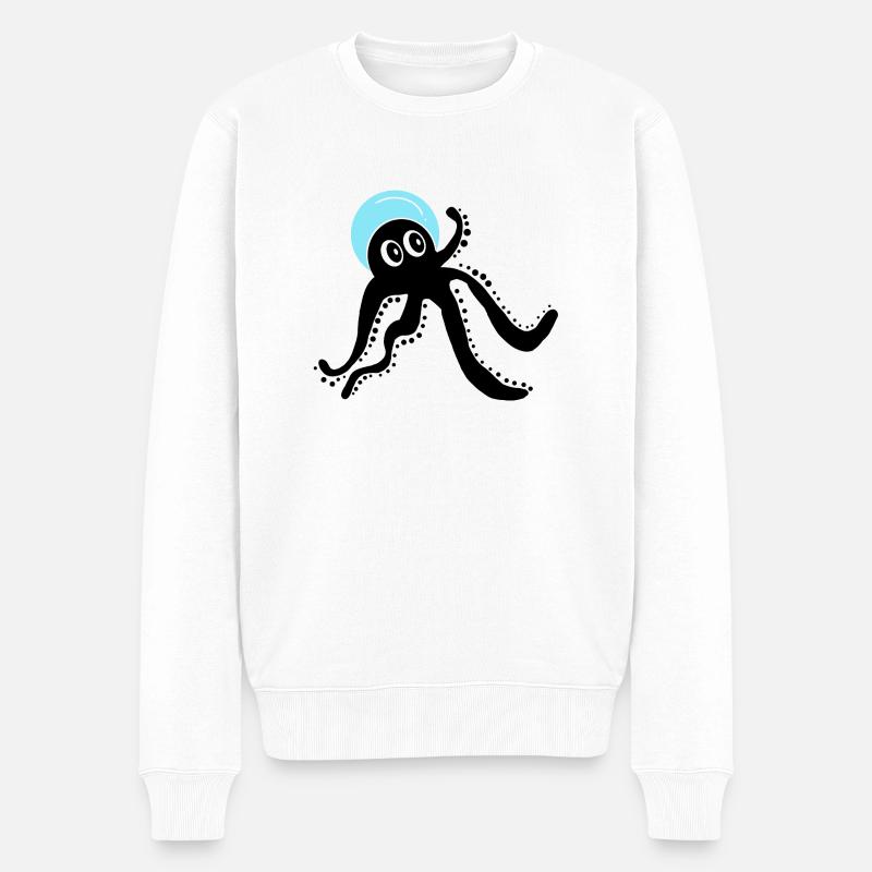 Schwarze Krake - Männer Premium Bio Pullover - Weiß