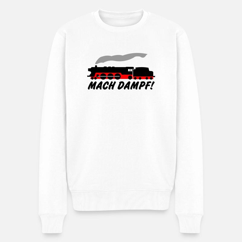 Mach Dampf - Männer Premium Bio Pullover - Weiß