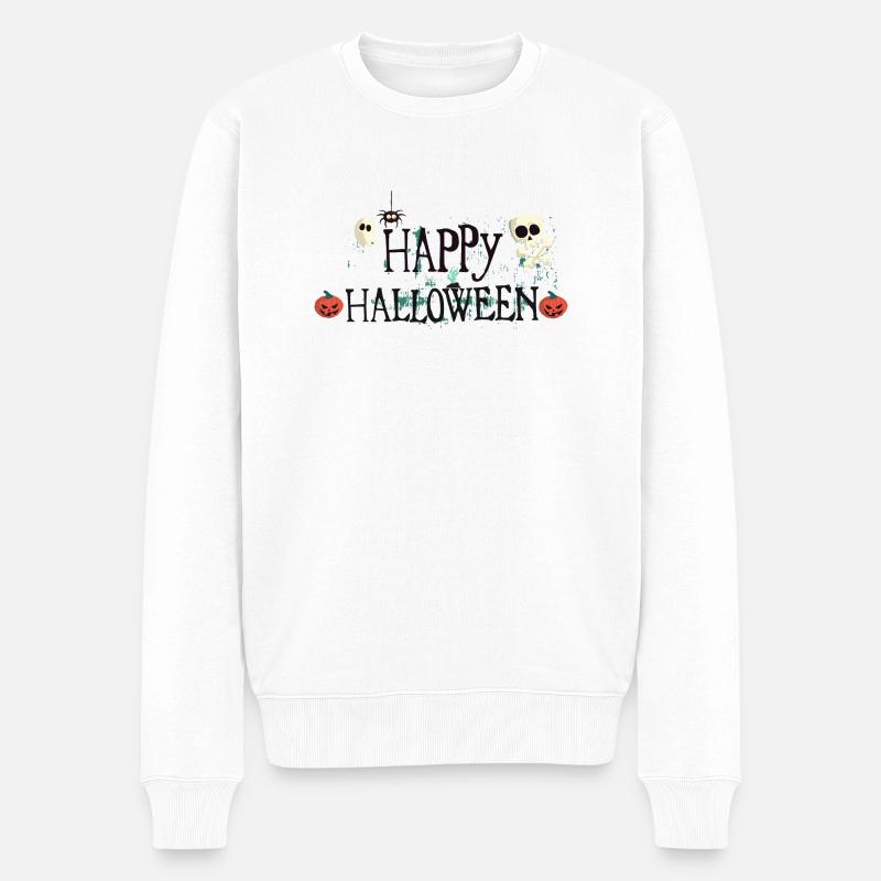 Happy Halloween - Männer Premium Bio Pullover - Weiß