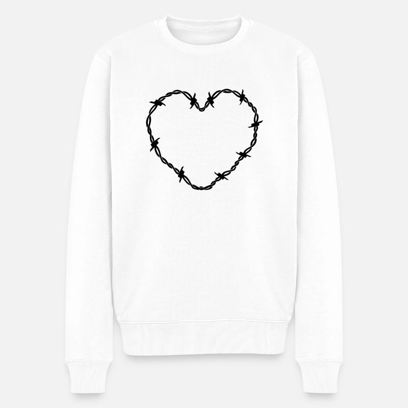 herz_stacheldrahtzaun___f1 - Pull Premium bio Homme - blanc