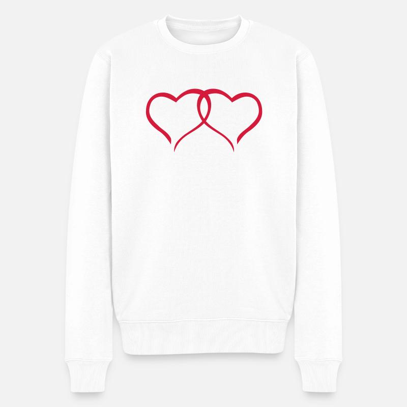 Liebe Paar - Männer Premium Bio Pullover - Weiß