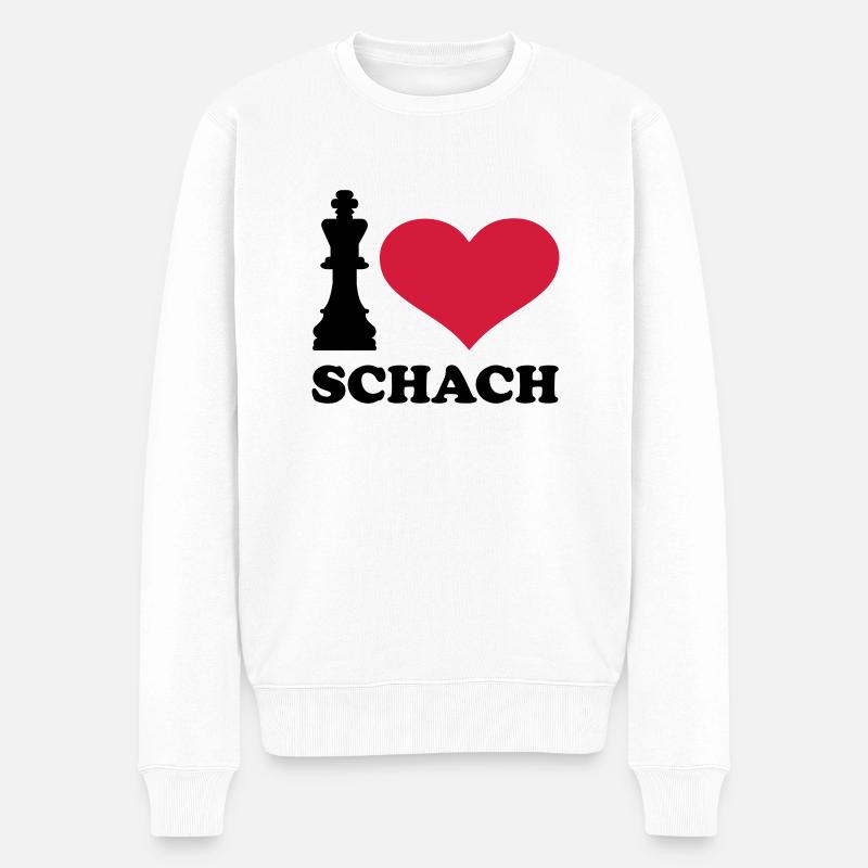 I love Schach - Männer Premium Bio Pullover - Weiß