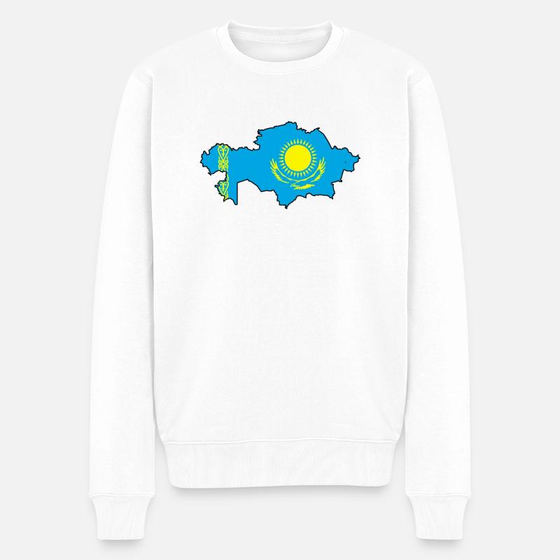Kasachstan - Männer Premium Bio Pullover - Weiß