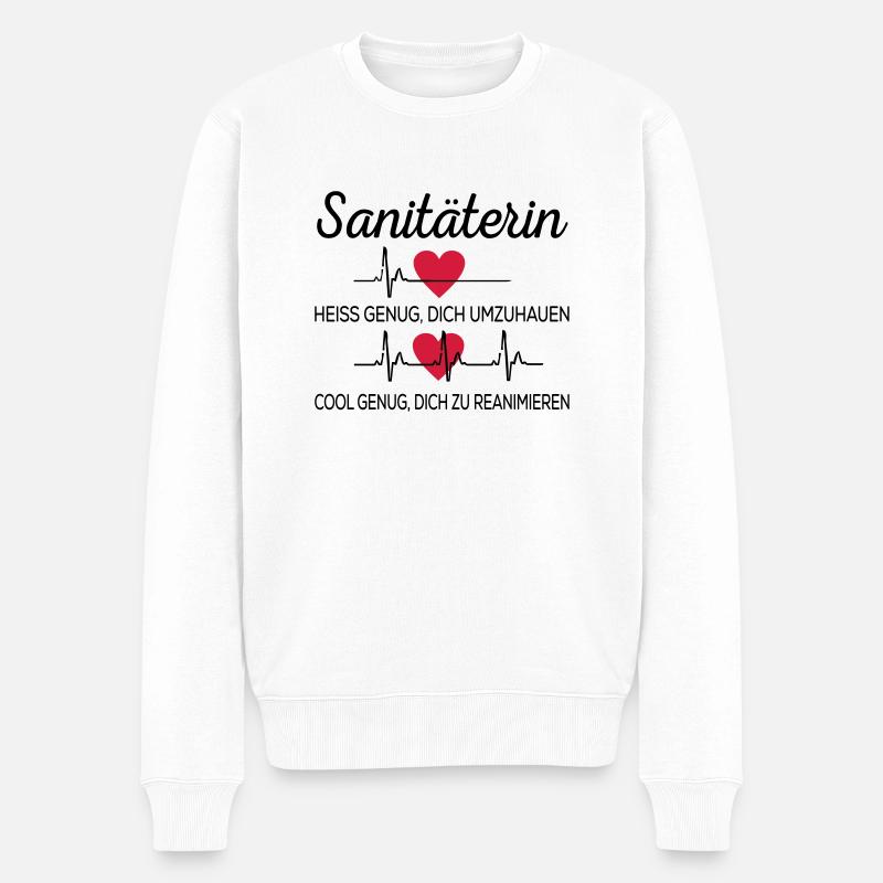Sanitäterin - Männer Premium Bio Pullover - Weiß