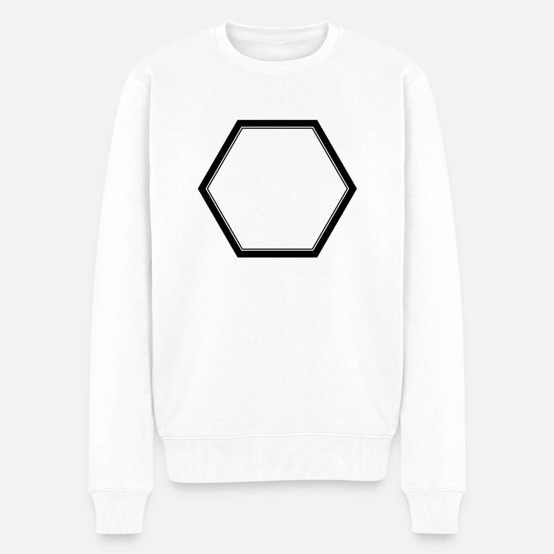 Hexagon - Männer Premium Bio Pullover - Weiß