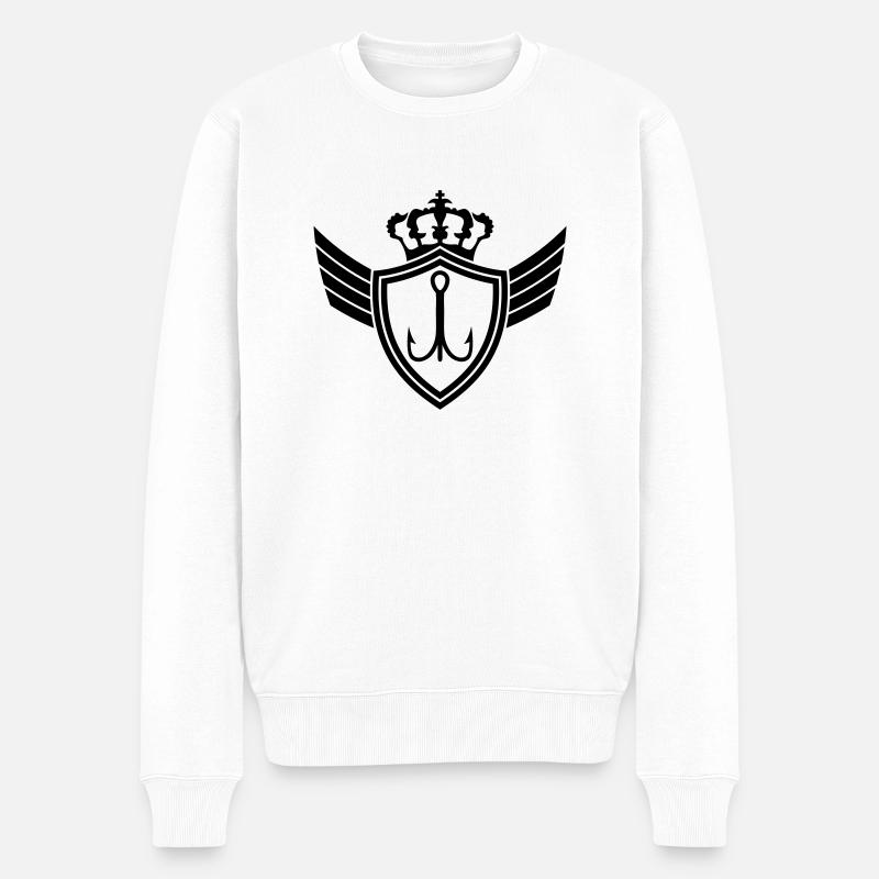 Fishhook Blazon - Männer Premium Bio Pullover - Weiß