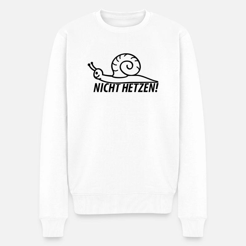 nicht_hetzen_f1 - Männer Premium Bio Pullover - Weiß